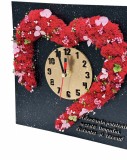 Ceas decorativ cu licheni, flori criogenate si mesaj - 25 cm x 25 cm (Negru Rosu), Eventissimi&reg;