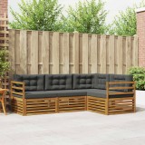 vidaXL Set de canapele de exterior cu pernă 4 pcs Natural și Antracit 3373362