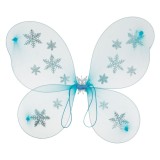 Aripi de deghizare fluture bleu cu glitter argintiu pentru petreceri, CMCLASS