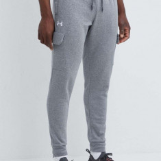 Under Armour pantaloni de trening culoarea gri, neted