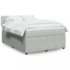 Gossi pat box spring cu saltea, gri deschis, 160x200 cm, catifea