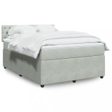 Gossi pat box spring cu saltea, gri deschis, 160x200 cm, catifea