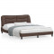 vidaXL Cadru de pat cu lumini LED, maro, 160x200 cm, piele ecologică