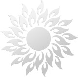 Set 27 Oglinzi Acrilice din PVC, Autoadezive pentru Decorarea Peretilor, Soare cu 26 de Raze, Argintiu