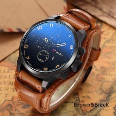 Ceas barbatesc CURREN original negru curea maro