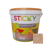 Tencuiala decorativa cu silicon Sticky, 2 mm, aspect scoarta de copac, mandarin, interior / exterior, 25 kg