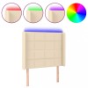 Tablie de pat cu LED, crem, 83x16x118/128 cm, textil