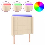 Cumpara ieftin Tablie de pat cu LED, crem, 83x16x118/128 cm, textil