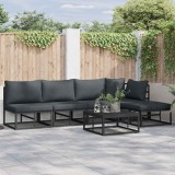 vidaXL Set de canapele pentru grădină cu pernă 5 pcs Negru Aluminiu