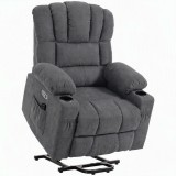 HOMCOM Fotoliu electric cu funcție de ridicare, masaj și &icirc;ncălzire, fotoliu relax pentru seniori, cu arcuri pocket, Gri | Aosom Romania