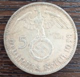 (A1032) MONEDA DIN ARGINT GERMANIA - 5 REICHSMARK 1938, LIT. E, VAR. CU SWASTIKA, Europa