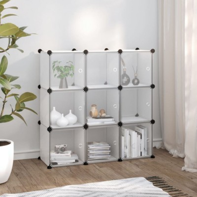 Organizator cub de depozitare cu usi, 9 cuburi, transparent PP GartenMobel Dekor foto