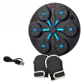 Aparat interactiv de box electronic cu bluetooth, APF, muzical, 2 manusi, lumina LED, 35x4.5 cm, negru