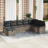 Gossi set canapea gradina 8 piese cu perne gri rattan pe