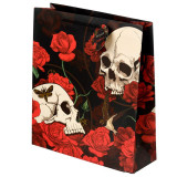 Punga cadou gotica Craniu cu Trandafiri Rosii - Foarte Mare
