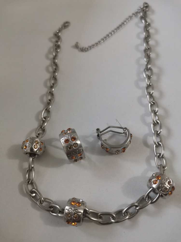 Set bijuterii-TIP Pandora(colier+cercei)charm-placat cu Aur 18k | Okazii.ro