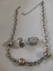 Set bijuterii-TIP Pandora(colier+cercei)charm-placat cu Aur 18k