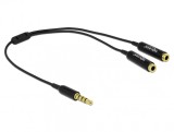 Splitter stereo jack 3.5mm la 2 x jack 3.5mm 4 pini 25cm, Delock 65575