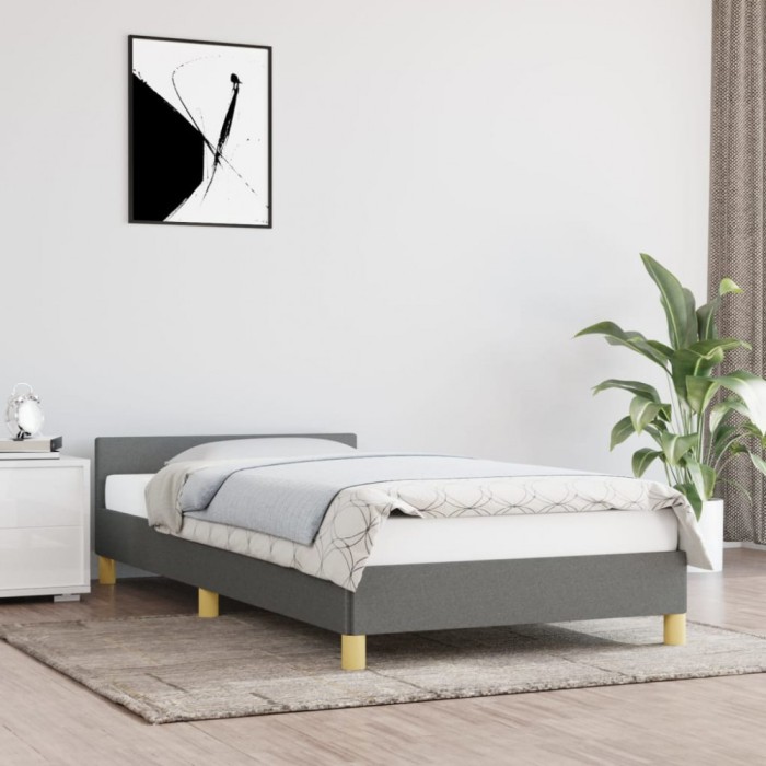 vidaXL Cadru de pat fără saltea, gri &icirc;nchis, 80x200 cm, textil