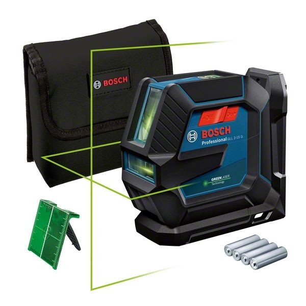 Bosch GLL 2-15 G + LB 10 Nivela laser cu linii verzi (15 m) + Suport universal ProAdvanced PowerfulTools