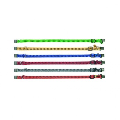 ZGARDA PENTRU PISICI FLAMINGO MULTICOLORA REFLECTORIZANTA CU CLOPOTEL 25-35CMx10MM foto