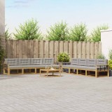 vidaXL Set de canapele de exterior 9 pcs Alb și gri deschis 3386245