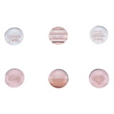 Magneti Tabla, Model Rotund, Suprafață Sticlă, Culoare Roz, Set 6 Bucăți, Oem