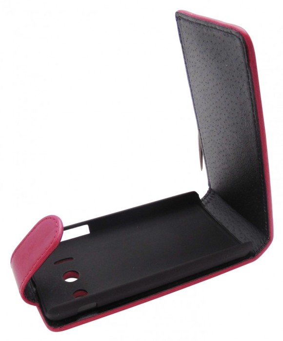 Husa flip rosu inchis (Crazy Horse) pentru Huawei Ascend Y300 (U8833)