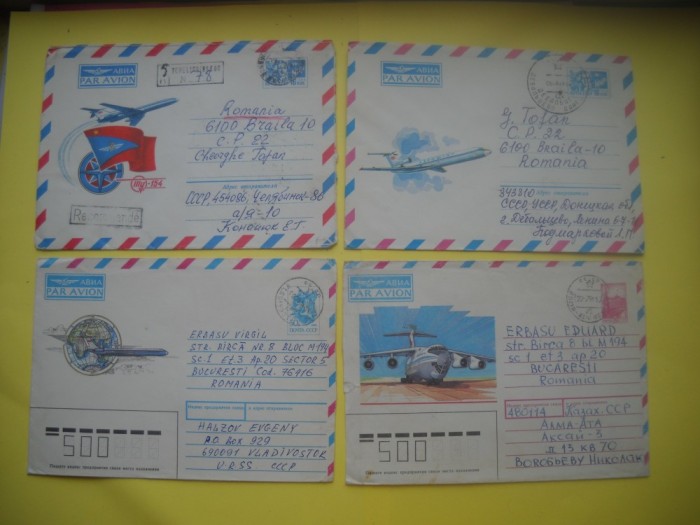 HOPCT PLIC S NR 928 SET 4 PLICURI-AVION /AVIOANE / AVIATIE - RUSIA -CIRCULAT