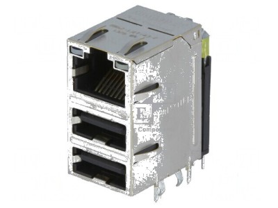 Conector RJ45 la 2x USB-A ecranat, soclu PIN 8 foto