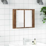 VidaXL Dulap cu oglindă &amp; LED lemn vechi 60x12x45 cm lemn prelucrat