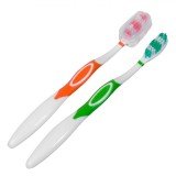 Set 2 Periuțe de Dinți cu Husă, Peri Medii, Multicolor | Periuțe cu Capac Protectie, Igienizare Orală Eficientă