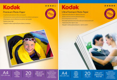 Hartie Foto Kodak, A4 (2 pachete): Ultra Premium si Premium foto