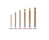 Set 6 burghie tip freza combinata, HSS TiN 1/4" CYL, diametre 3-8mm, Raider 150694