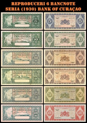 Reproduceri 6 bancnote Seria (1930) Bank of Cura&amp;ccedil;ao foto
