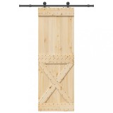 Usa glisanta lemn masiv pin 80x210cm vidaXL, set feronerie inclus, stil rustic, economie spatiu, maro
