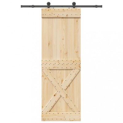 Ușă glisantă cu set de feronerie 80x210 cm, lemn masiv de pin foto