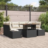 VidaXL Set de masă pentru grădină 7 pcs Negru, Crem 100 x 55 x 73 cm