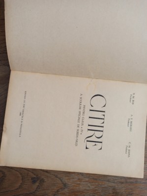 CITIRE, CLASA A IV-A A SCOLILOR SPECIALE DE SURDO-MUTI, 1958 * FRUMOS ILUSTRATA foto
