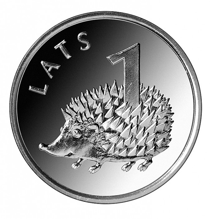 Letonia 1 Lats 2012 - Arici, Cupru-nichel, KM-135 UNC !!!