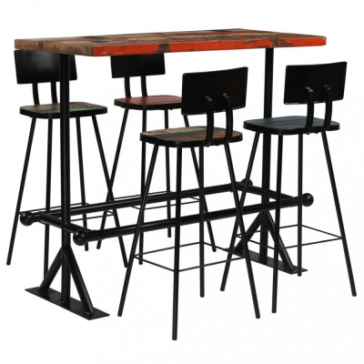 vidaXL Set mobilier de bar, 5 piese, multicolor, lemn masiv reciclat foto