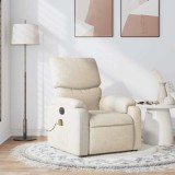 VidaXL Fotoliu rabatabil de masaj, crem, material textil