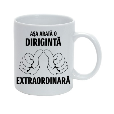 Cana alba personalizata &amp;quot;Asa arata o diriginta extraordinara&amp;quot;, INOVATIX&amp;reg;. 330ml foto