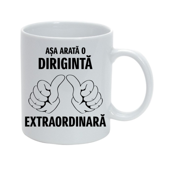 Cana alba personalizata &quot;Asa arata o diriginta extraordinara&quot;, INOVATIX&reg;. 330ml