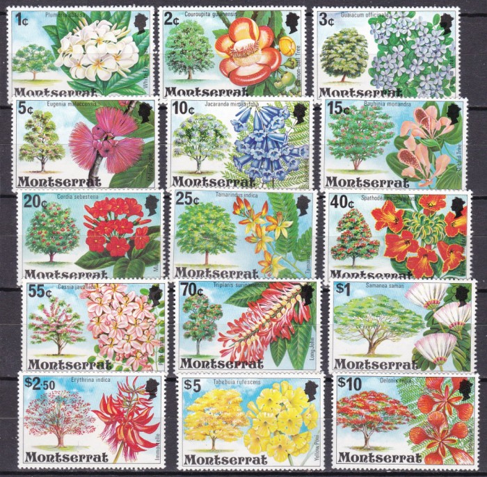 Montserrat 1976 flori MI 340-354 MNH