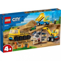 Lego City Camioane De Constructie Si Macara Cu Bila Pentru Demolari 60391 foto