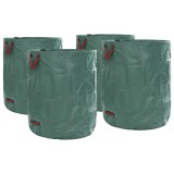 vidaXL Saci gunoi grădină cu m&acirc;nere 4 buc., pliabil rotund verde 500L