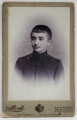 STUDIO A. BRAND , BRASOV , ELEV IN UNIFORMA , FOTOGRAFIE C.D.V , CCA. 1900 foto