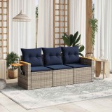 vidaXL Set canapea de grădină cu perne, 3 piese, gri, poliratan 3226600
