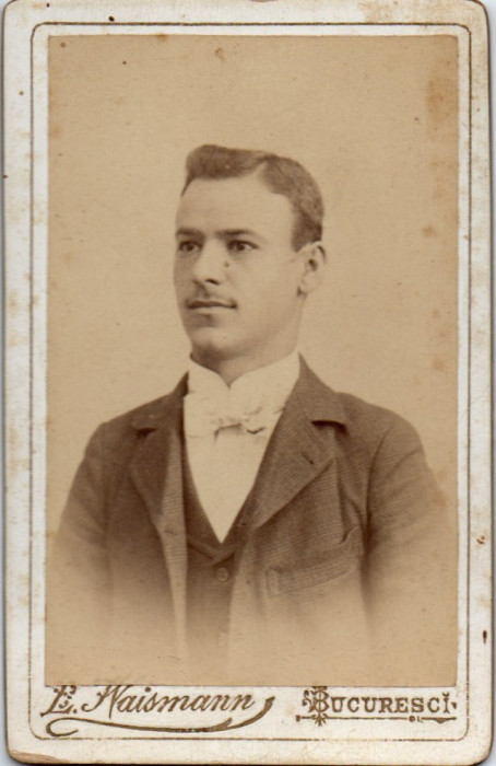 FOTOGRAFIE VECHE PORTRET BARBAT BUCURESCI CDV FOTO ATELIER L. WAISMANN